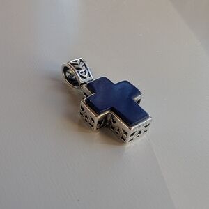 Lapis 925 Sterling Silver Cross Pendant